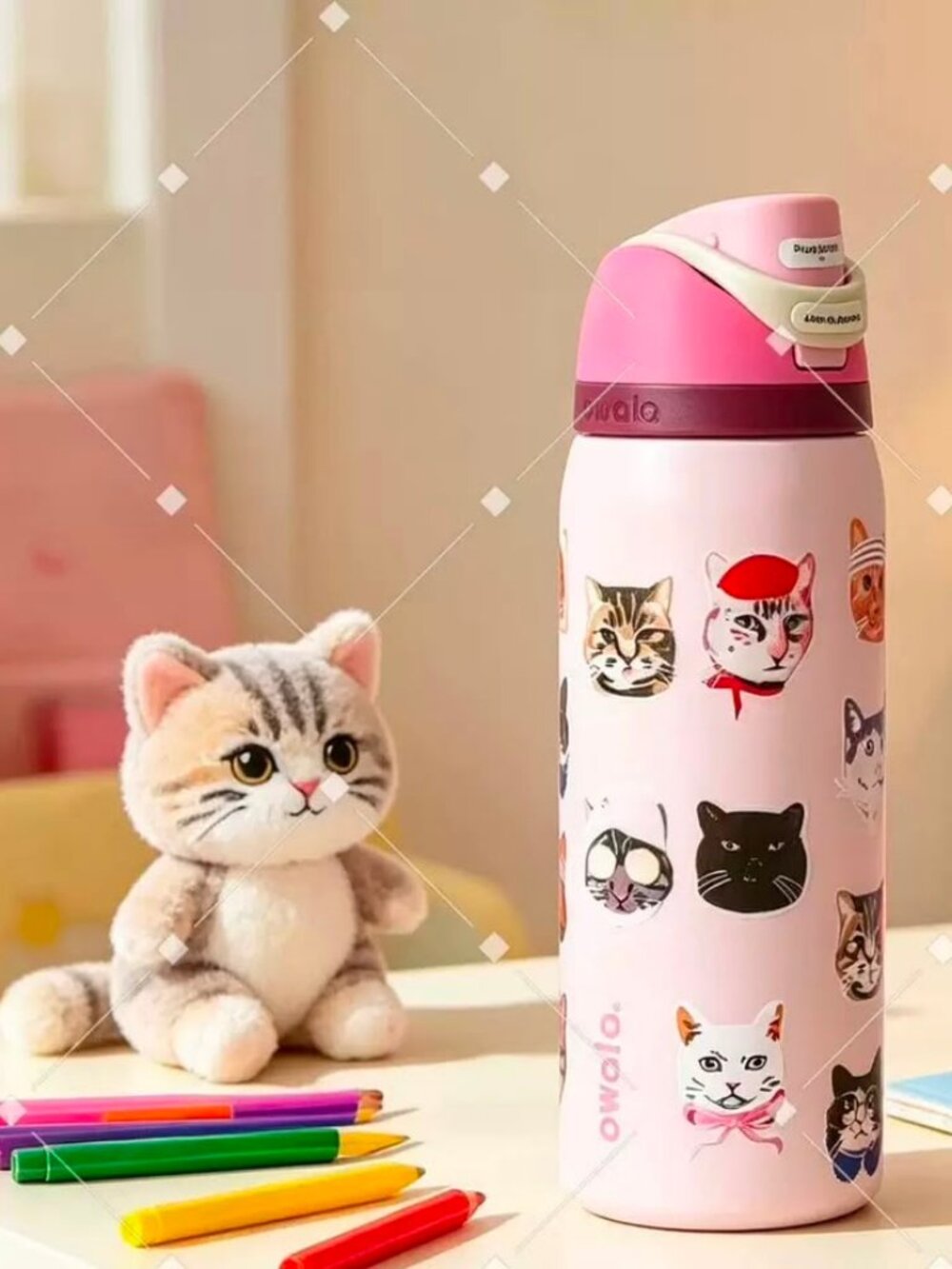 32 oz / 945 mL Insulated Stainless Steel Water Bottle with Built-In Straw